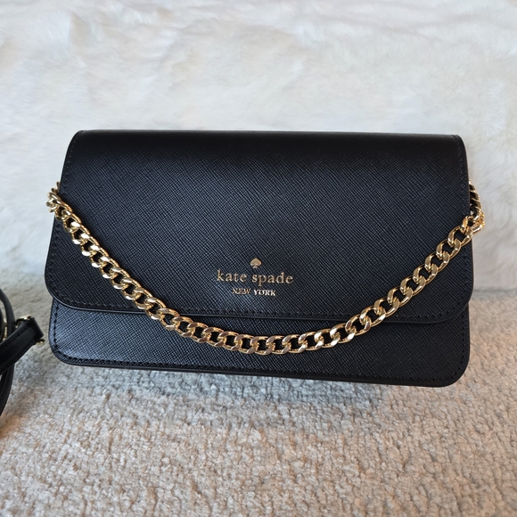 NWOT Kate Spade Black Crossbody with Gold Chain - Picture 2 of 5
